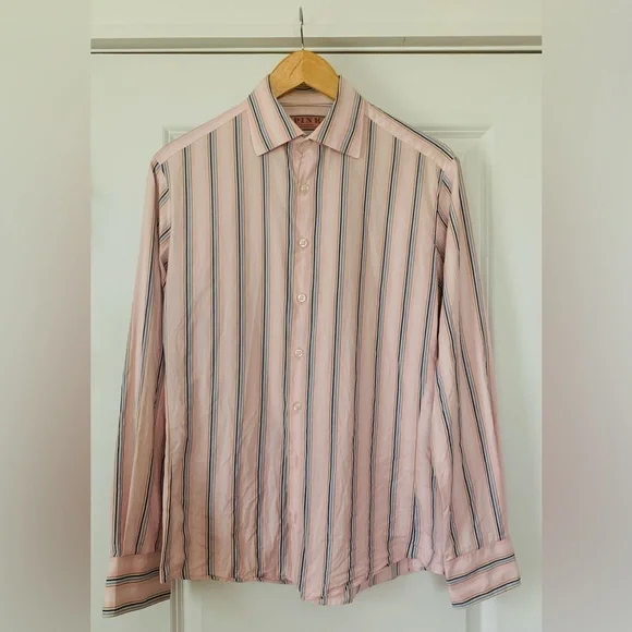 thomas pink dress shirts Mason Solid Spread Collar Shirt - Regular Fit Machine wash/tumble dry Diagonal Textured Solid Dress Shirt